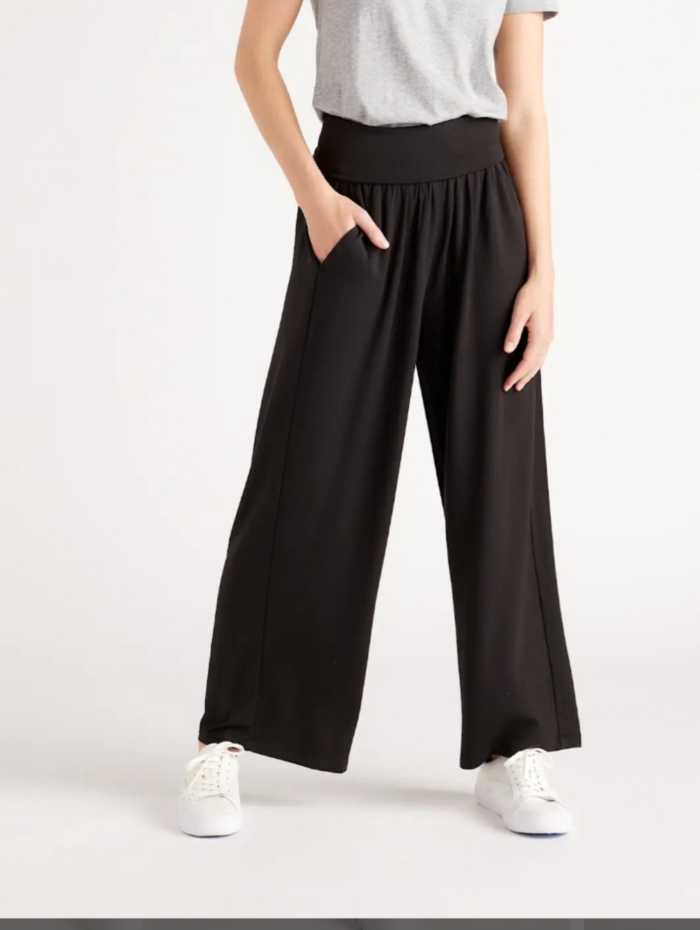 Quince Black French Terry Modal Wide Leg Pants Size Medium